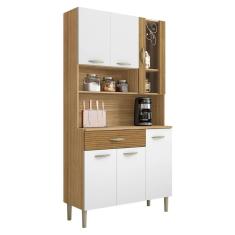 Armário De Cozinha Compacta 90cm Bruna K02 Freijó/supremo/ripado - Mpozenato