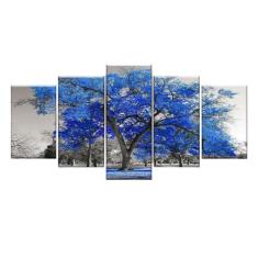 Quadro Decorativo Árvore Grande Azul 129X61 5 Peças - Imperio