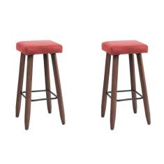 Kit 2 Banquetas Altas Quadradas Pés Madeira Modelo Paris - JOTABE, ros