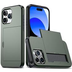 SORAKA Capa para iPhone 15 Pro Max com porta-cartões Capa para carteira Capa blindada para iPhone 15 Pro Max Capa para PC TPU de camada dupla Capa à prova de choque