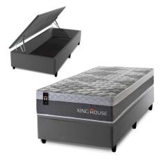 Conjunto Box Baú Sheffield Cinza 96x203x72 c/ Molas Ensacadas - King H