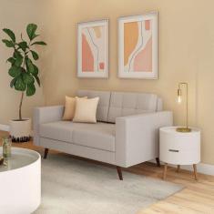 Sofá 2 Lugares Pé Palito Live Linho Cotton Cru