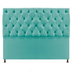 Cabeceira Sofia 195cm King Size Suede Azul Tiffany