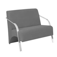 Poltrona Namoradeira Vênus Braço Alumínio Preta Tec:202 AC