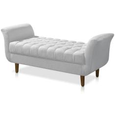 Recamier Calçadeira Decorativo Quarto Closset 150cm Grecia Suede Branco - LM DECOR