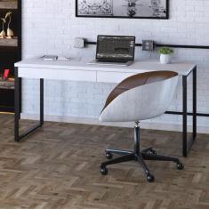 Mesa de Escritório Industrial Kuadra 2 Gavetas 150 cm - Branco/Preto