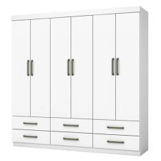 Guarda Roupa Dallas Casal 6 Portas 6 Gavetas Carioca Cor Branco