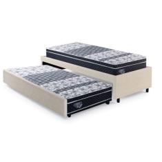 Bicama Box Solteirão 96x203 Cm Courino com Dois Colchões Gran Sleep Molas Verticoil Ecoflex Areia/Preto