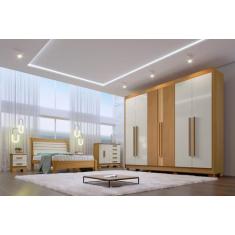 Guarda Roupa Casal 6 Portas 7 Gavetas - Athos Ripado-Cinamomo/Off Whit