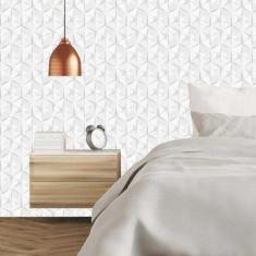 Papel De Parede Autoadesivo Branco 3D Quarto Lavável 3M _48 - Geral