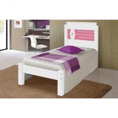 Cama Solteiro Lívia Branco-azul-rosa - Carmolar