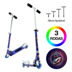 Patinete Capitão América Infantil Meninos de Três Rodas Azul - DM Radi