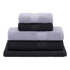 Jogo Toalhas De Banho 5 Pçs Buddemeyer Fio Penteado Canelado Grafite