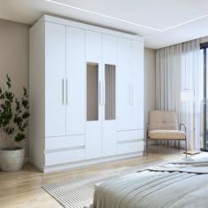 Guarda-Roupa Casal com Espelho 6 Portas 4 Gavetas Zeus - Móveis Lopas