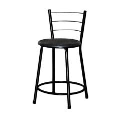 Banqueta Baixa Assento Ratan Preta Cristal - Lamar Design, Preto