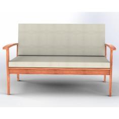 Sofá de Madeira 2 Lugares com Almofadas de Assento e Encosto Isis Yesc