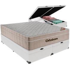 Cama Box Baú Branco e Colchão Airtech Spring Molas Ensacadas Queen Ortobom