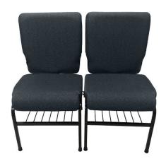 02 Cadeiras para Igrejas c/ Porta Biblía e Porta Cálice Cinza