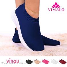Tênis feminino meia calce fácil slip on leve flexível confortável para