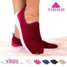 Tênis feminino meia calce fácil slip on leve flexível confortável para