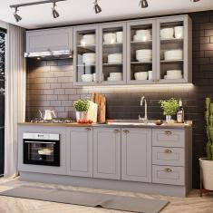 Cozinha Compacta 6 Peças Com Módulo Forno De Embutir Amy Casa 812 Cinza