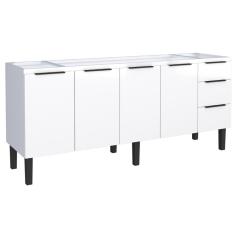 Balcão De Cozinha Para Pia 3 Gavetas Astorga Branco