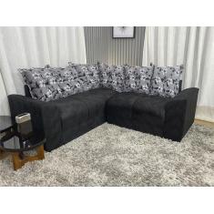 Sofá Canto Preto com Floral 601/37 Belo - Alpoim