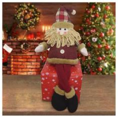 Boneco De Natal Papai Noel Sentado Perna Mole Em Tecido - Gici Christm