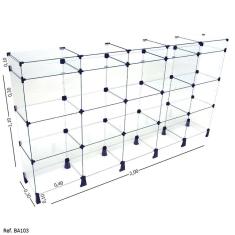 Balcão de Atendimento Modulado em Vidro com Porta Bijuteria - 2,00 x 1,10 x 0,30