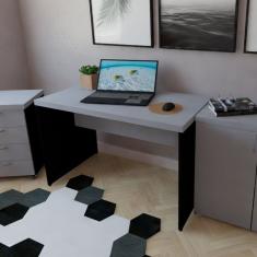 Mesa para Escritório 140cmx60cm Preto/Cinza Cristal
