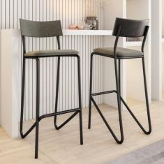 Kit 2 Banquetas Altas Cozinha Balcão 1747 Carraro Preto