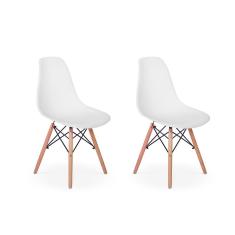 Conjunto 2 Cadeiras Charles Eames Eiffel Base Madeira Branca