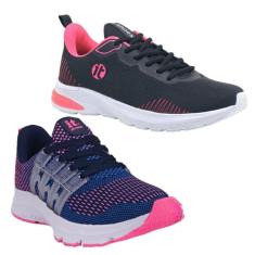 Tênis Feminino Caminhada Caminhada Esportivo Academia Kit 2-Feminino