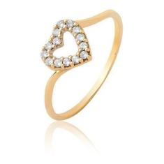 Anel Feminino Coração Vazado Com Pedras Ouro Puro 10k A399 - MAEHLER A