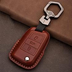Capa para porta-chaves do carro, capa de couro inteligente, adequado para VW Polo Golf 7 Tiguan Skoda Octavia Kodiaq Karoq 2014 2015-2021, porta-chaves do carro ABS inteligente para chaves