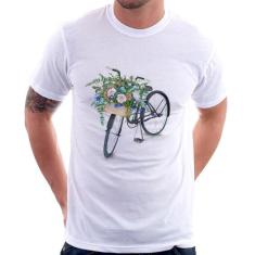 Camiseta Bicicleta Cesto De Flores - Foca Na Moda