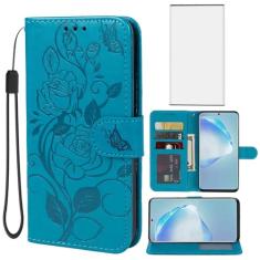 Vavies Capa para Galaxy S20 Plus 5G, capa carteira para Samsung S20+ SM-G985 com protetor de tela de vidro temperado, capa flip de couro floral com suporte para cartão de crédito para Samsung Galaxy