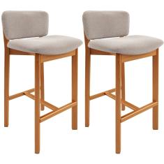 Kit 02 Banquetas Alta Para Cozinha Sala de Jantar Bar Dara L02 Bouclê Creme - Lyam Decor