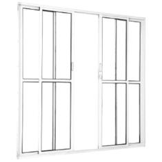 Porta de Alumínio Sacada 4 Folhas Branca Linha 25 Com Fechadura - DC