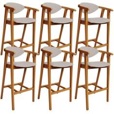 Kit 06 Banquetas Alta Para Cozinha Bancada Bar Sala de Jantar Fixa Cec