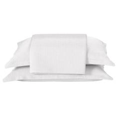 Kit Colcha Piquet Favo Dohler 3 Peças Cama Queen 100% Algodão, Branco