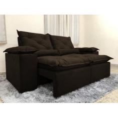 Sofá Retrátil e Reclinável 2,20m em Tecido Veludão C/ Pillow nos Braço