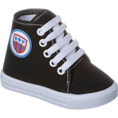 Tenis Cano Alto Sapatinho de Sola  Bebe Com cadarço Enfeite - HB Moda 
