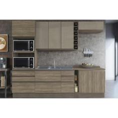 Cozinha Completa Maxxi 9 Peças (2Aéreos+2Balcões+1TorreQuente+4Complementos) C9P31 Nogal - Kappesberg