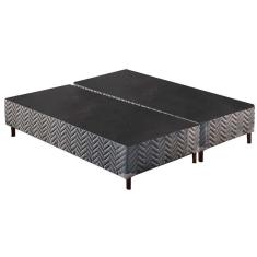 Cama Box Base Universal Queen Sommier Rústico Bordado Gray (158x198x30) - Paropas