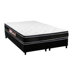 Cama Box King: Colchão Espuma D33 Castor Black E White Double Face + Base Crc Suede Black(193X203)