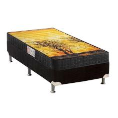 Cama Box Solteiro: Colchão Anatômico Anjos D28/ep Pantanal + Base Crc Suede Black(88x188)