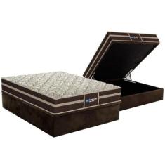Cama Box Baú Casal: Colchão Anatômico Probel Wood Guarda Costa Brown +