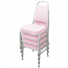 Kit com 4 Cadeiras Empilháveis Linha Hotel Plus Rosa