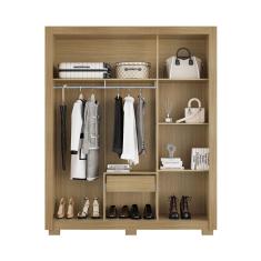 Guarda Roupa Solteiro Nevoa Flex 3 Portas de Correr com Espelho com Cômoda Madri e Armário Multiuso Egito Carvalho Americano Grafite – Incorplac